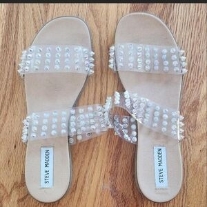 Steve Madden Women's Clear Studded Sandals